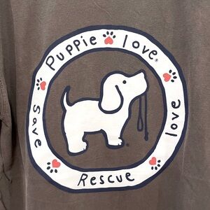 NWT Gray Puppie Love Logo Tee